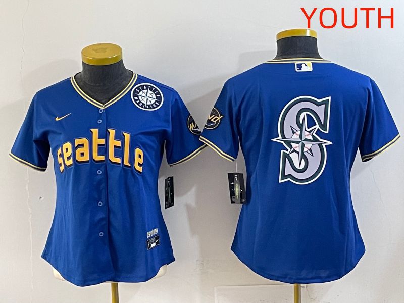 Youth 2025 Seattle Mariners Blank Blue City Edition Nike MLB Jersey style 7->youth mlb jersey->Youth Jersey